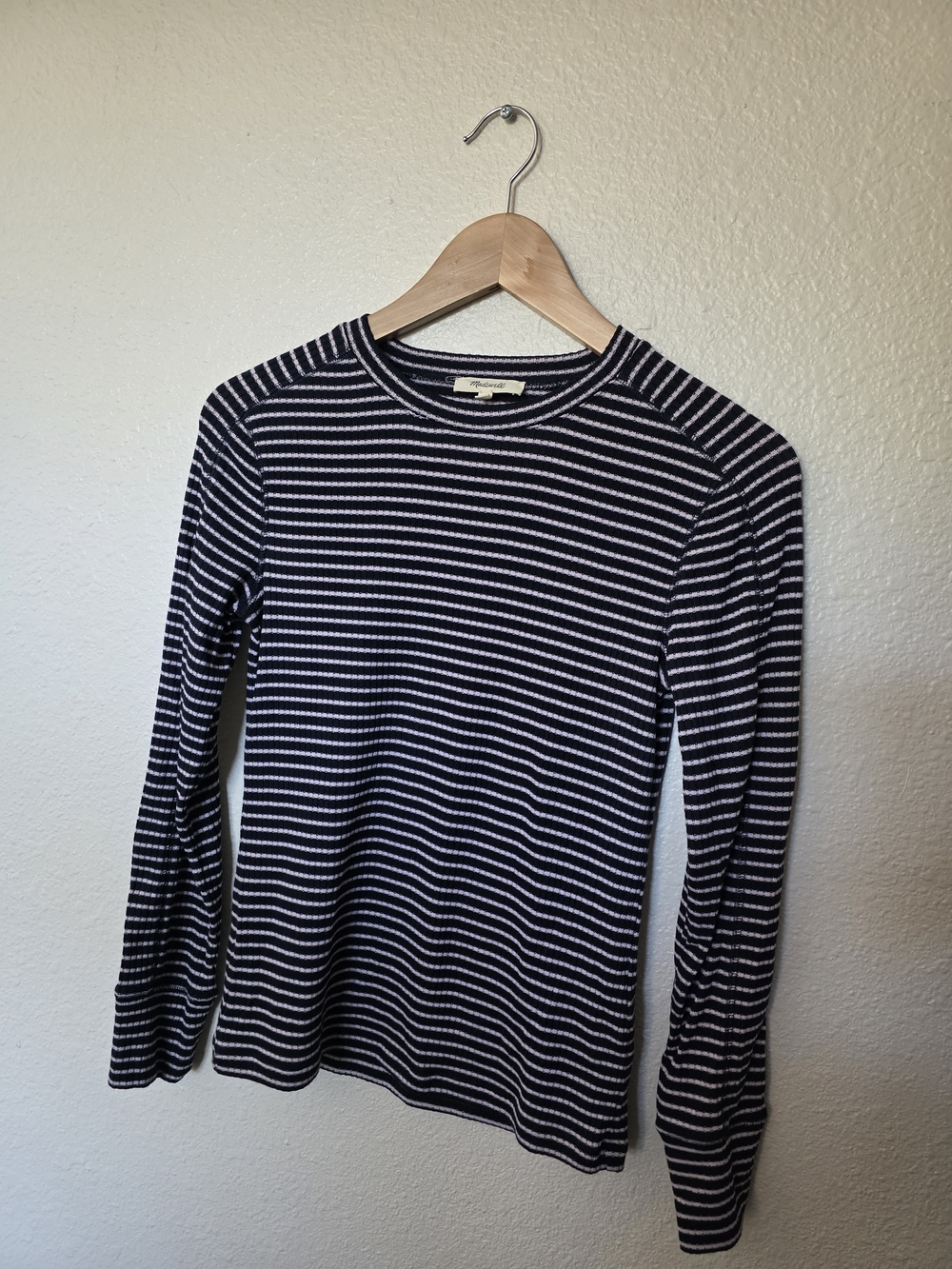 Madewell Black & White Striped Crewneck Sweater